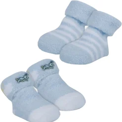 Baby Moo Tortoise stripes Soft Socks Booties Pack of 2 - Blue