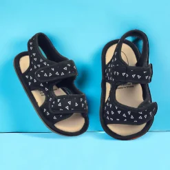 Baby Moo Triangle Comfortable Anti-Skid Velcro Floater Sandals - Black