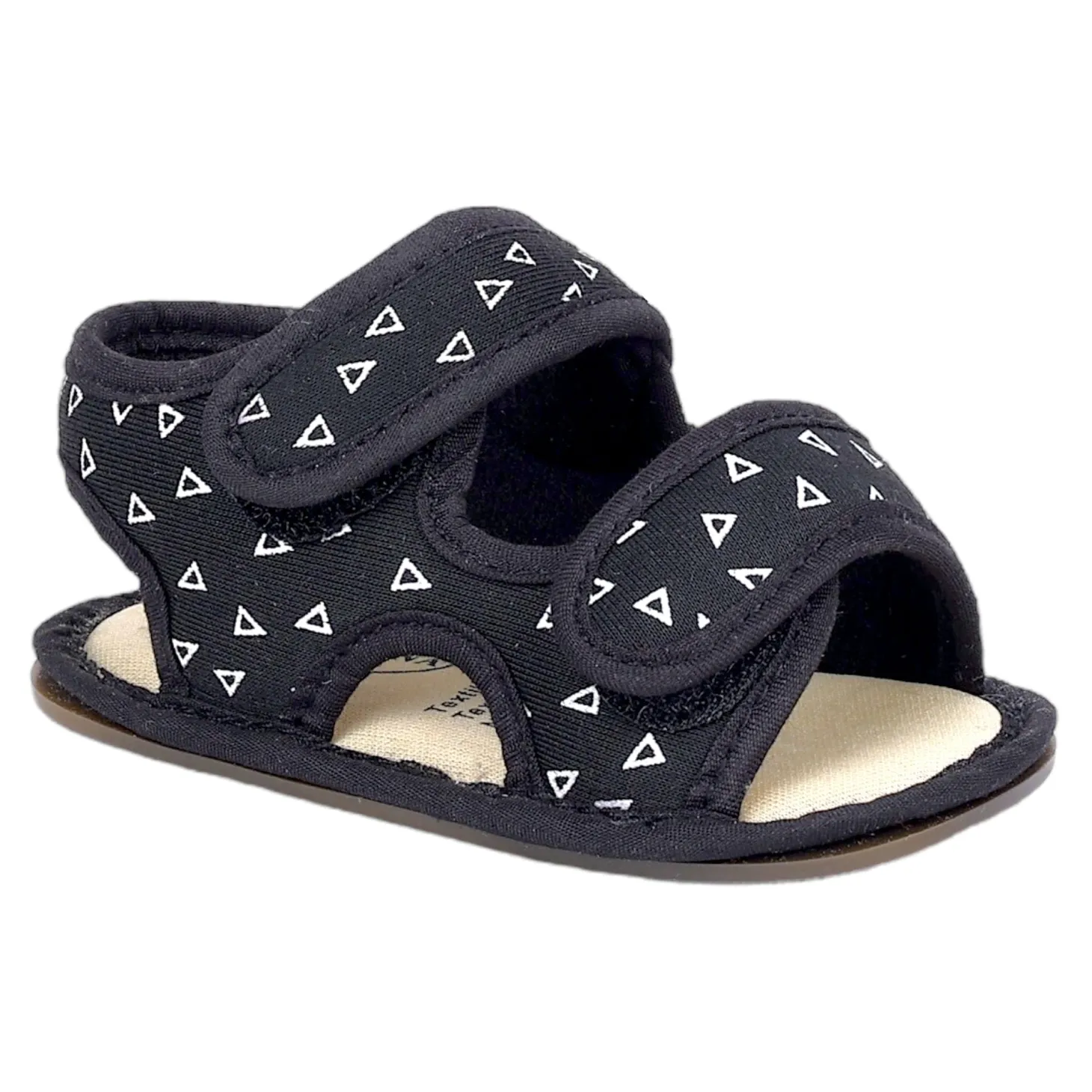 Baby Moo Triangle Comfortable Anti-Skid Velcro Floater Sandals - Black
