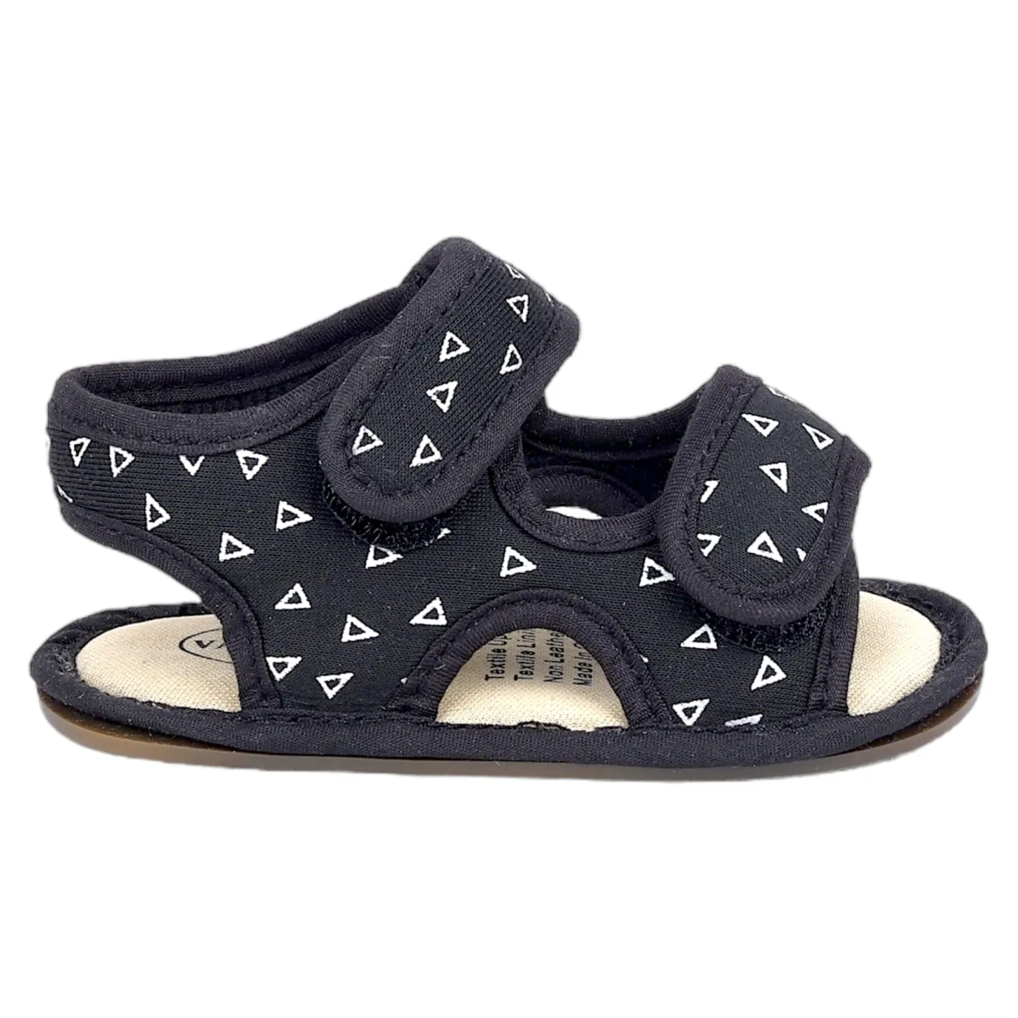 Baby Moo Triangle Comfortable Anti-Skid Velcro Floater Sandals - Black