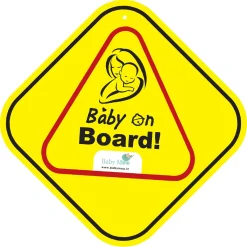 Baby Moo Triangular Baby On Board With Vacuum Suction Cup Clip - Yellow