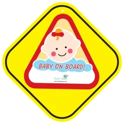 Baby Moo Triangular Baby On Board With Vacuum Suction Cup Clip - Red