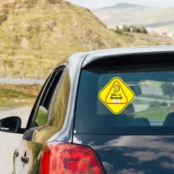 Baby Moo Triangular Baby On Board With Vacuum Suction Cup Clip - Yellow