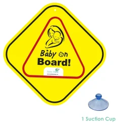 Baby Moo Triangular Baby On Board With Vacuum Suction Cup Clip - Yellow