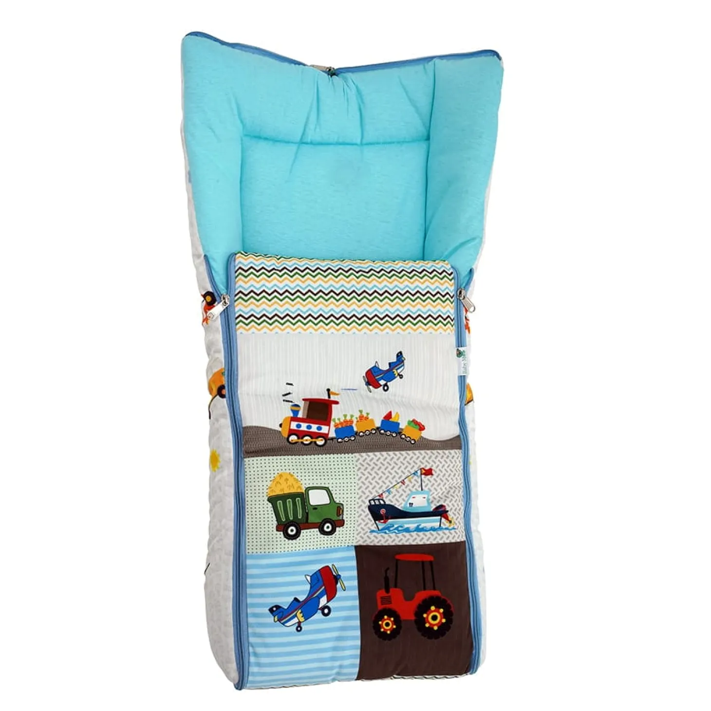 Baby Moo Truck And Car Premium Carry Nest Velvet With Hosiery Lining Sleeping Bag - Multicolour