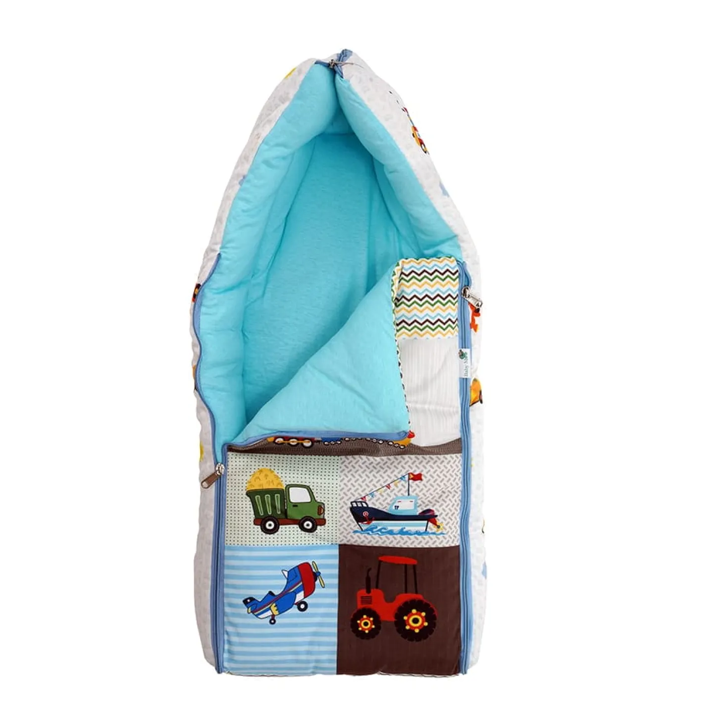 Baby Moo Truck And Car Premium Carry Nest Velvet With Hosiery Lining Sleeping Bag - Multicolour