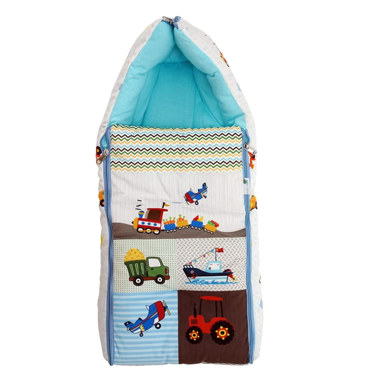 Baby Moo Truck And Car Premium Carry Nest Velvet With Hosiery Lining Sleeping Bag - Multicolour