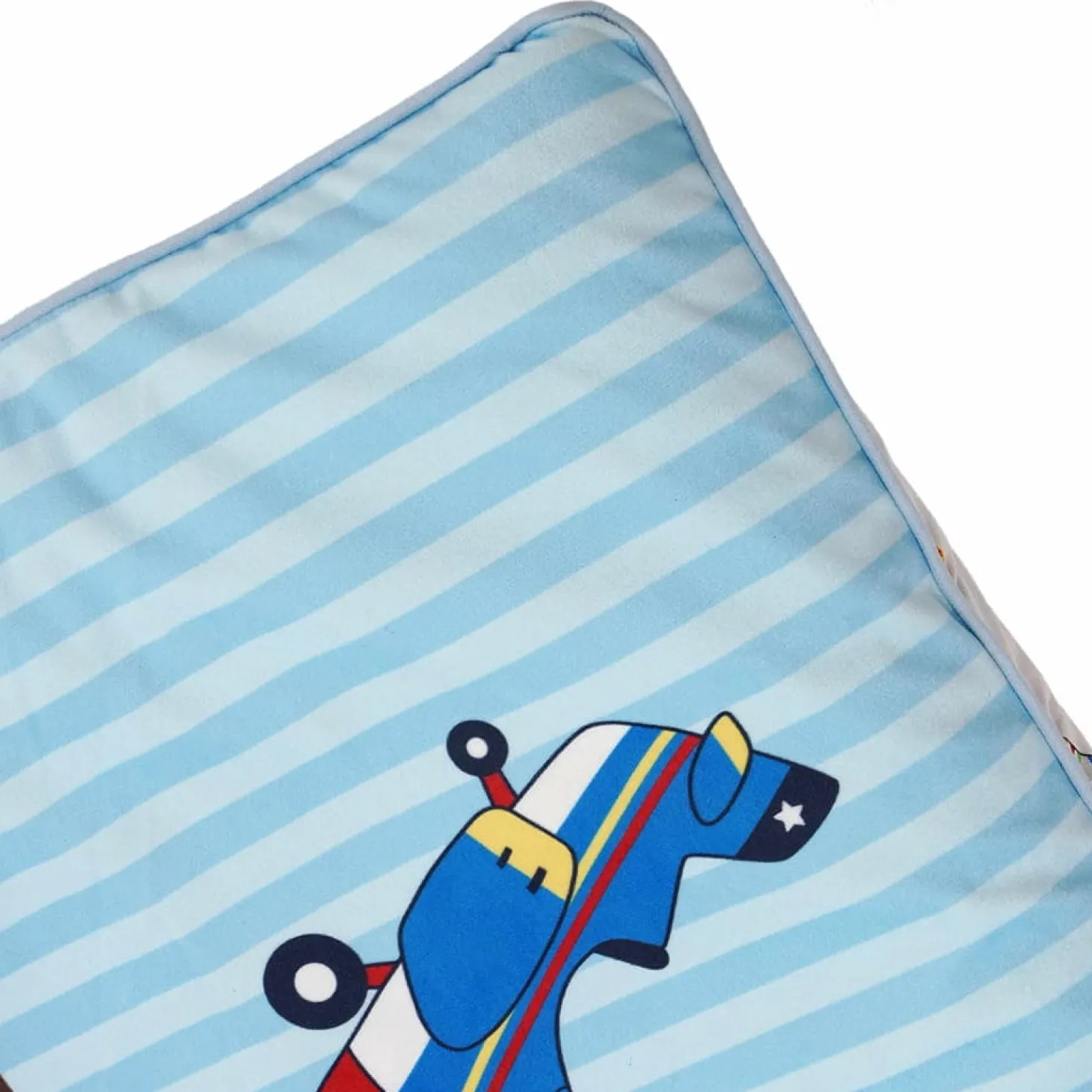 Baby Moo Truck And Car Soft Velvet U Pillow, 2 Side Bolsters Mattress Set - Multicolour