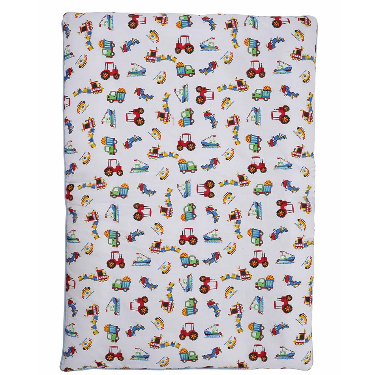 Baby Moo Truck And Car Soft Velvet U Pillow, 2 Side Bolsters Mattress Set - Multicolour