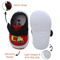 Baby Moo Truck Applique Velcro Strap Anti-Skid Chu Chu Sound Sneakers - Red