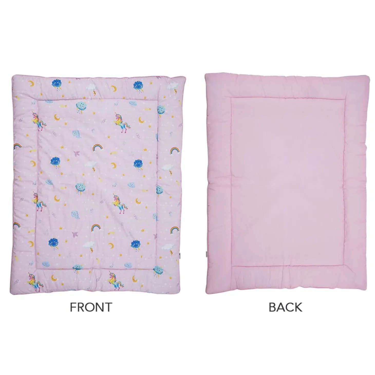 Baby Moo Unicorn Bedding Gift Set 2 Bolsters, U Pillow, Mattress And Quilt Set - Pink