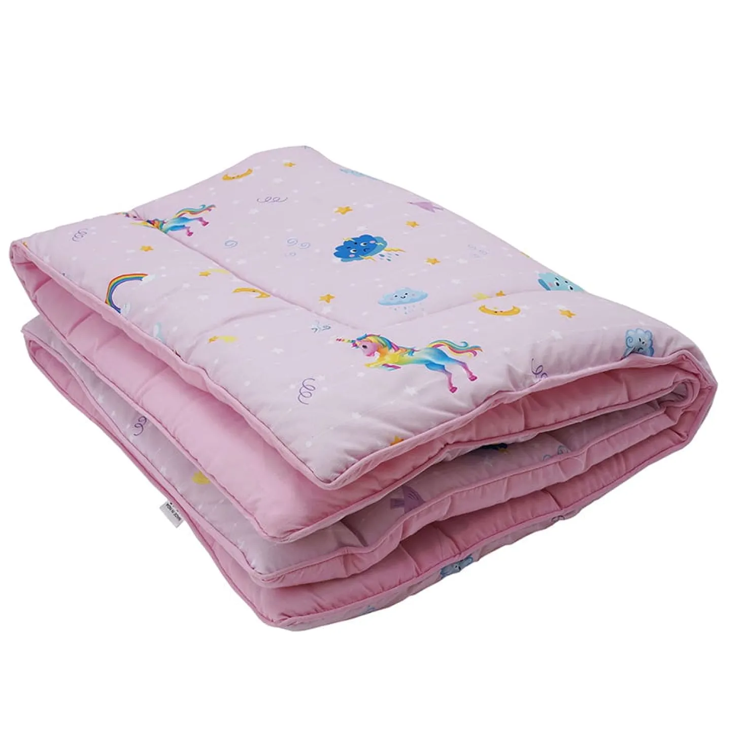 Baby Moo Unicorn Bedding Gift Set 2 Bolsters, U Pillow, Mattress And Quilt Set - Pink