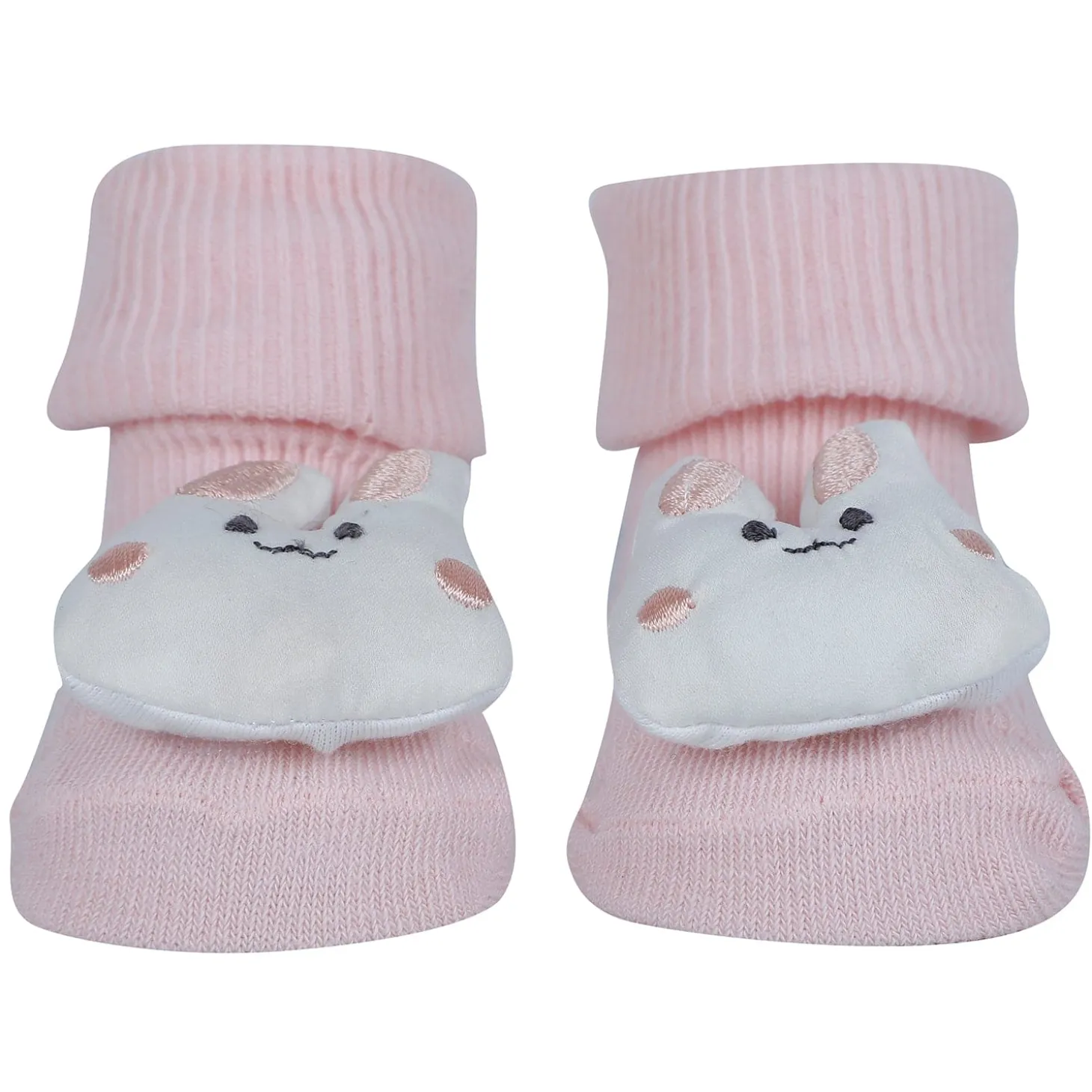 Baby Moo Unicorn 3D Rattle Anti-Skid Socks Booties Pack of 3 - Pink