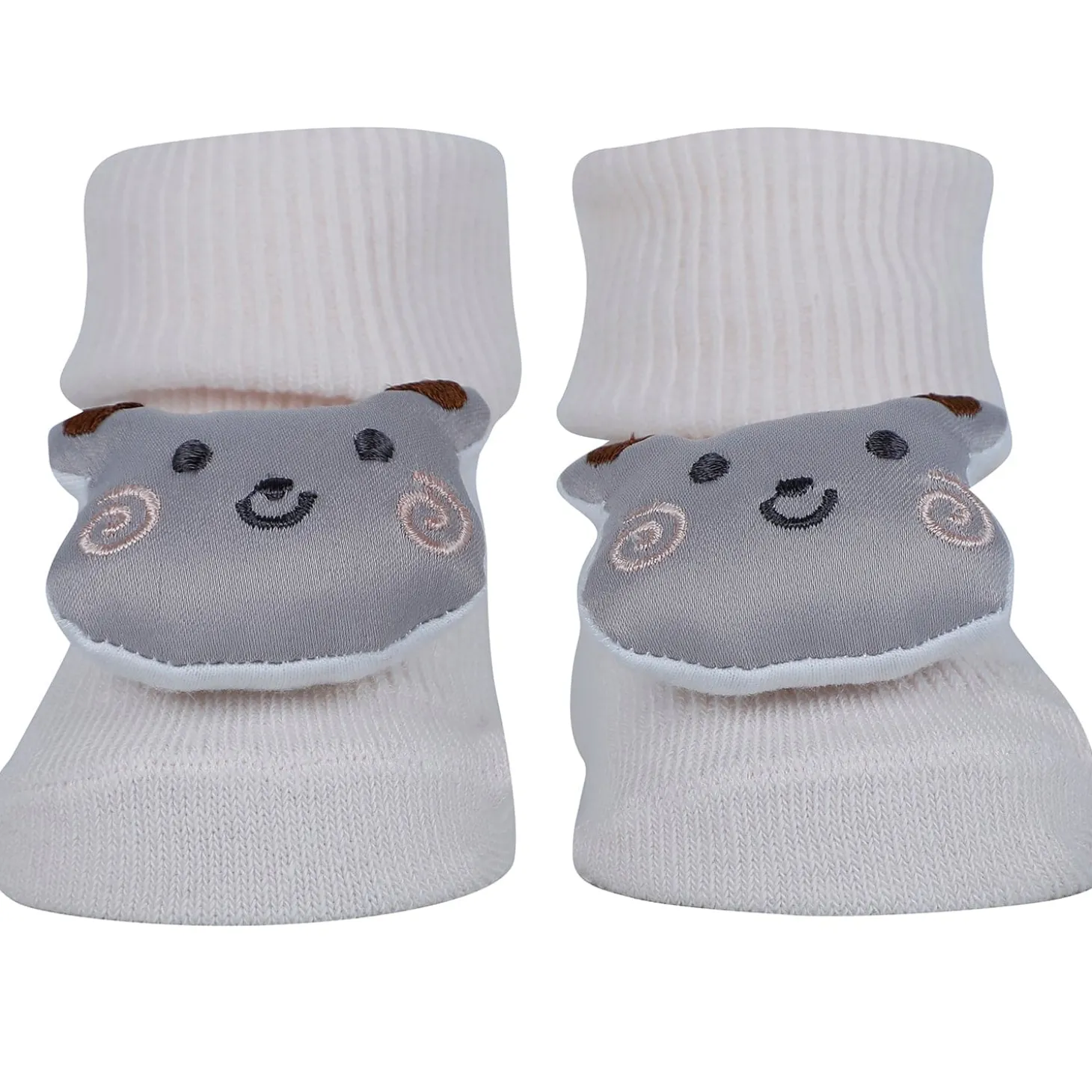 Baby Moo Unicorn 3D Rattle Anti-Skid Socks Booties Pack of 3 - Pink