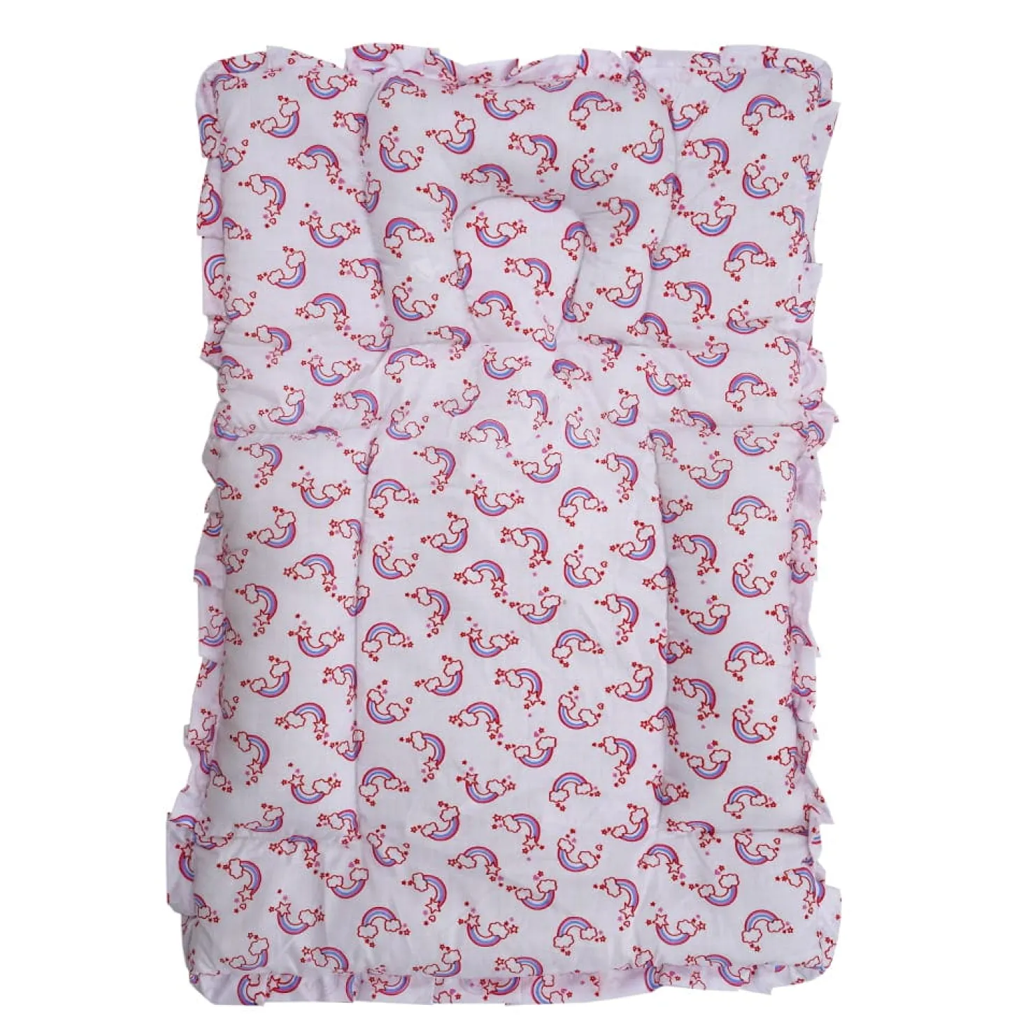 Baby Moo Unicorn Mattress With Fixed Neck Pillow And Bolsters - Pink