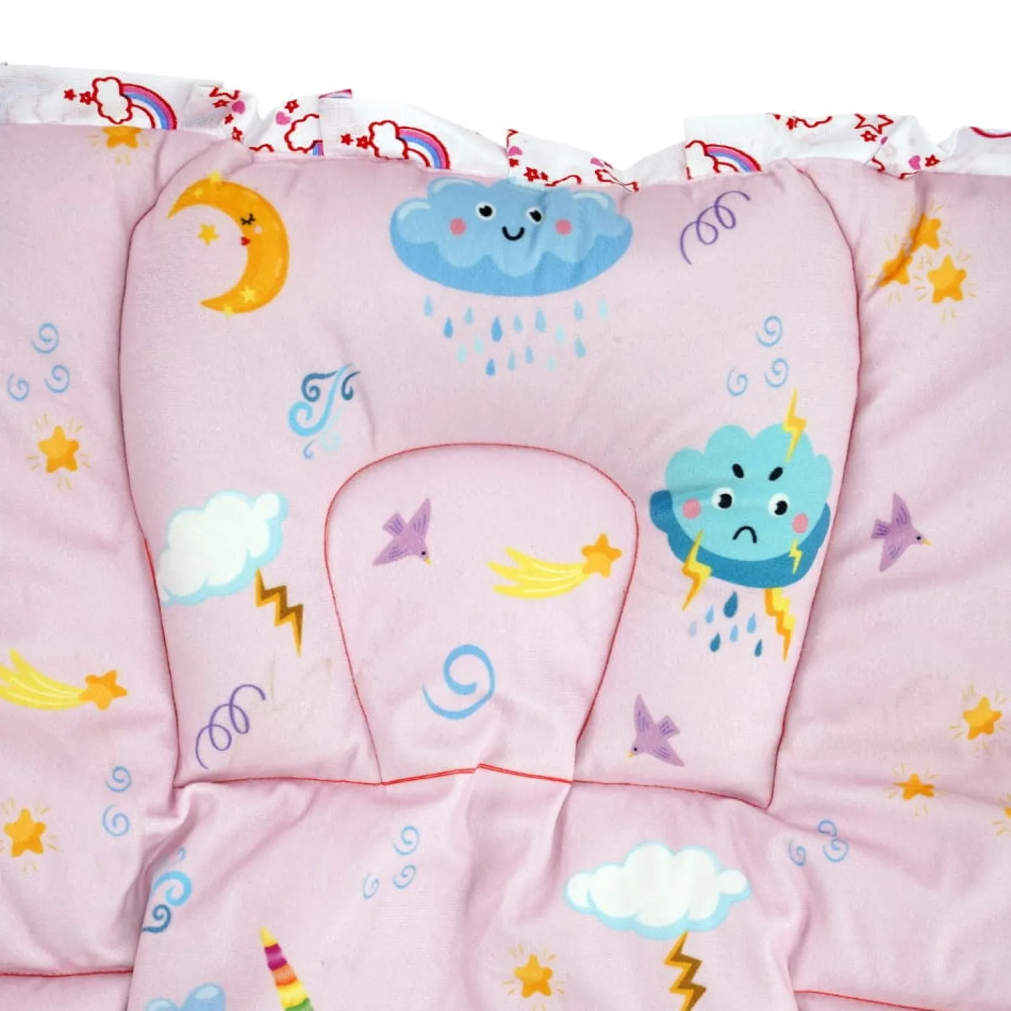 Baby Moo Unicorn Mattress With Fixed Neck Pillow And Bolsters - Pink