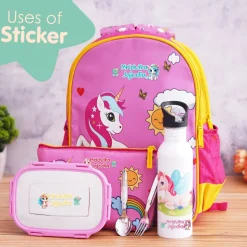 Baby Moo Unicorn Personalised Name Self Adhesive Transparent Embossed Stickers, 3D Labels 20 Pcs Stationery Set for Children - Purple