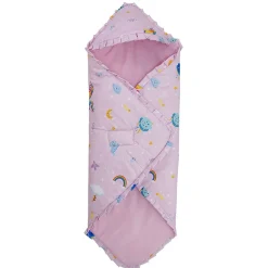 Baby Moo Unicorn Premium Quilted Hood Wrapper - Pink