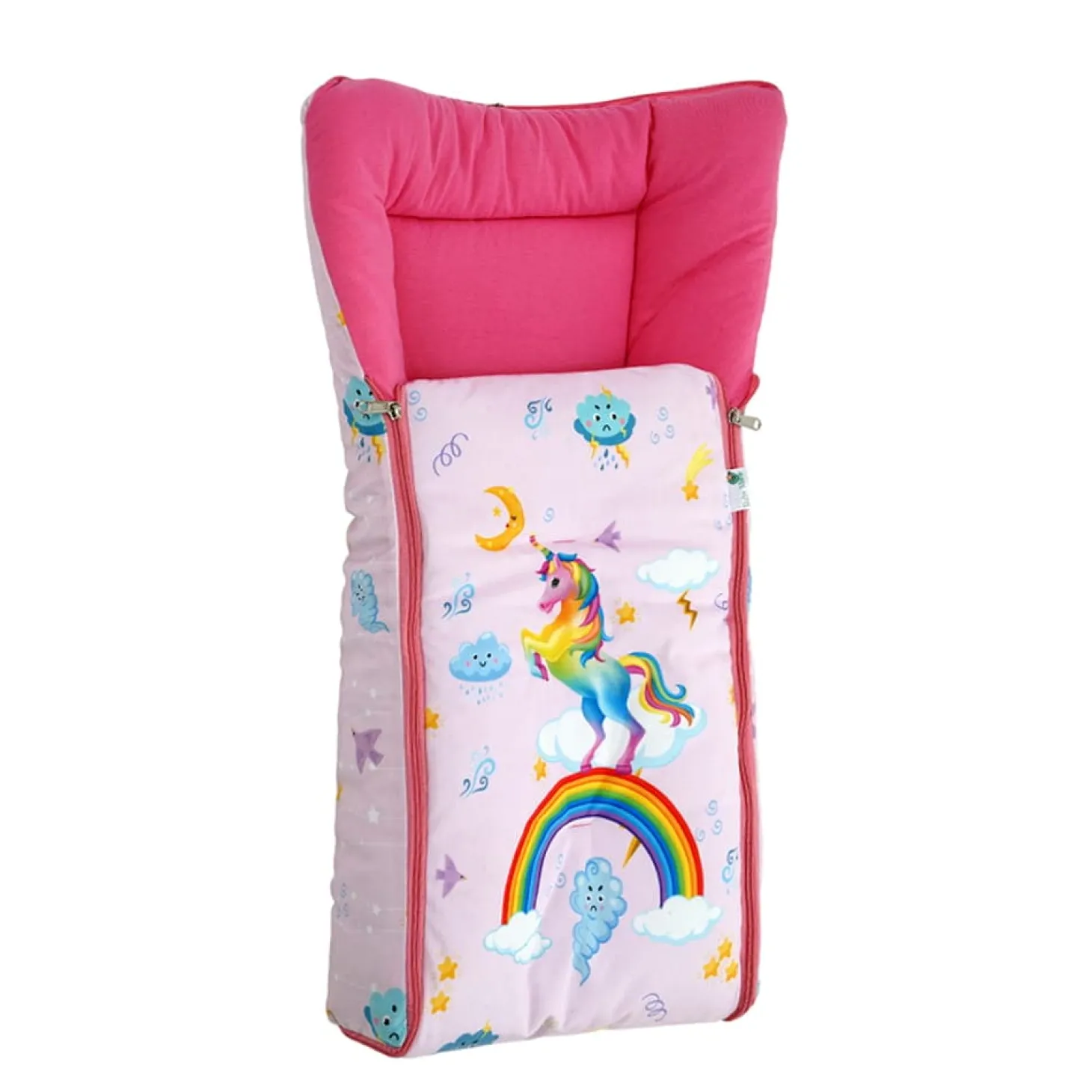 Baby Moo Unicorn Premium Carry Nest Velvet With Hosiery Lining Sleeping Bag - Pink