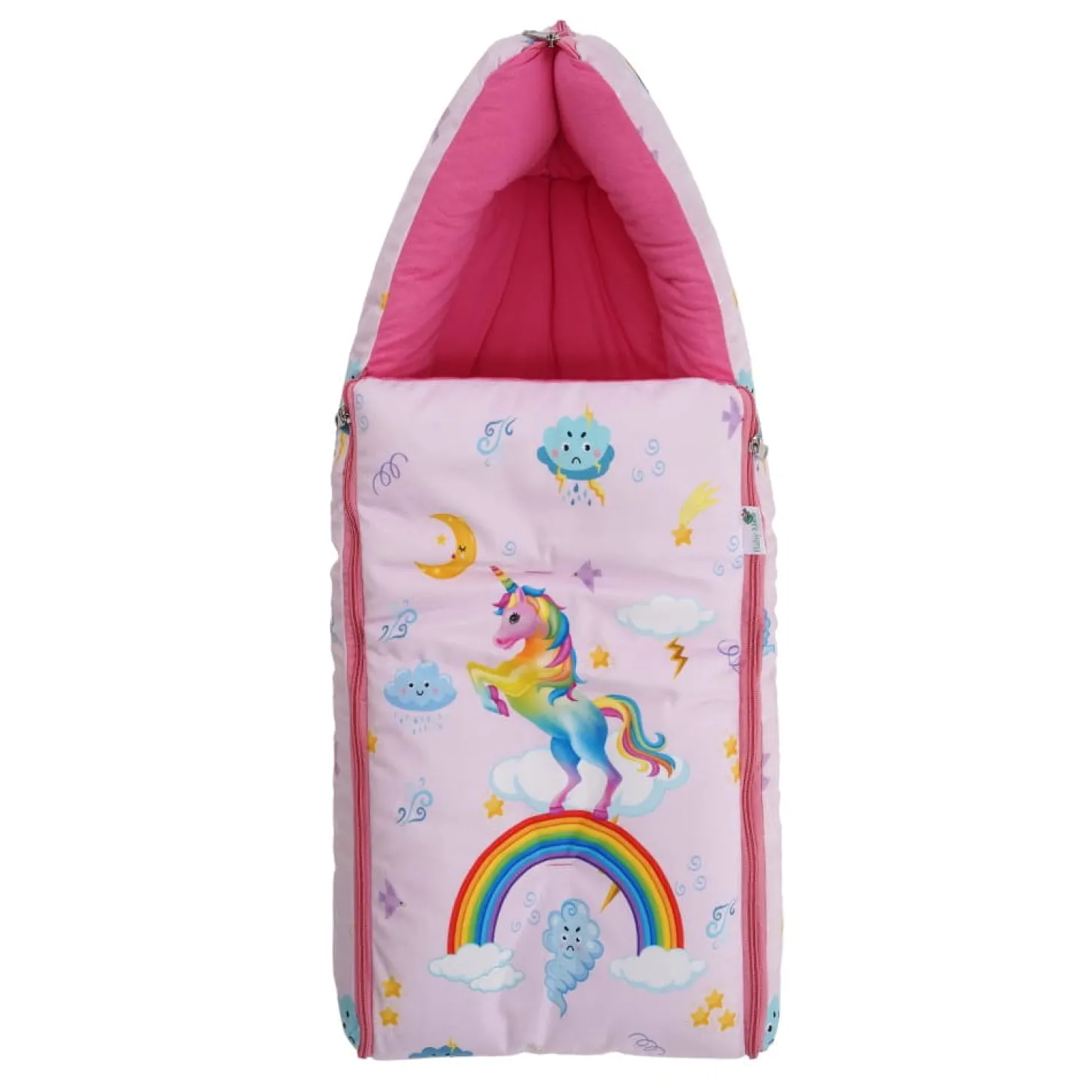 Baby Moo Unicorn Premium Carry Nest Velvet With Hosiery Lining Sleeping Bag - Pink