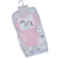 Baby Moo Unicorn Rainbow Infant Essentials 5 pcs Romper Gift Set - Pink