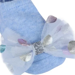 Baby Moo Unicorn Shiny Bow Matching Cap And Socks Set - Blue