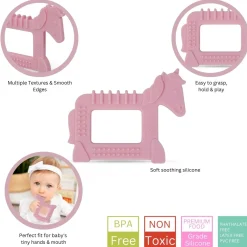 Baby Moo Unicorn Soothing Silicon Teether BPA And Toxin Free - Pink