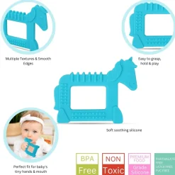 Baby Moo Unicorn Soothing Silicon Teether BPA And Toxin Free - Blue