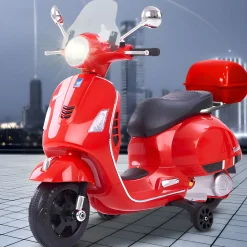 Baby Moo Vespa Rechargeable Battery Operated Bike With Music & Light Without Remote - Red