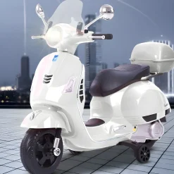 Baby Moo Vespa Rechargeable Battery Operated Bike With Music & Light With Remote - White