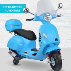 Baby Moo Vespa Rechargeable Battery Operated Bike With Music & Light With Remote - Blue