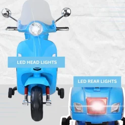 Baby Moo Vespa Rechargeable Battery Operated Bike With Music & Light With Remote - Blue