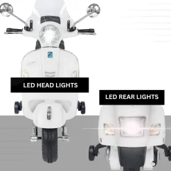Baby Moo Vespa Rechargeable Battery Operated Bike With Music & Light With Remote - White