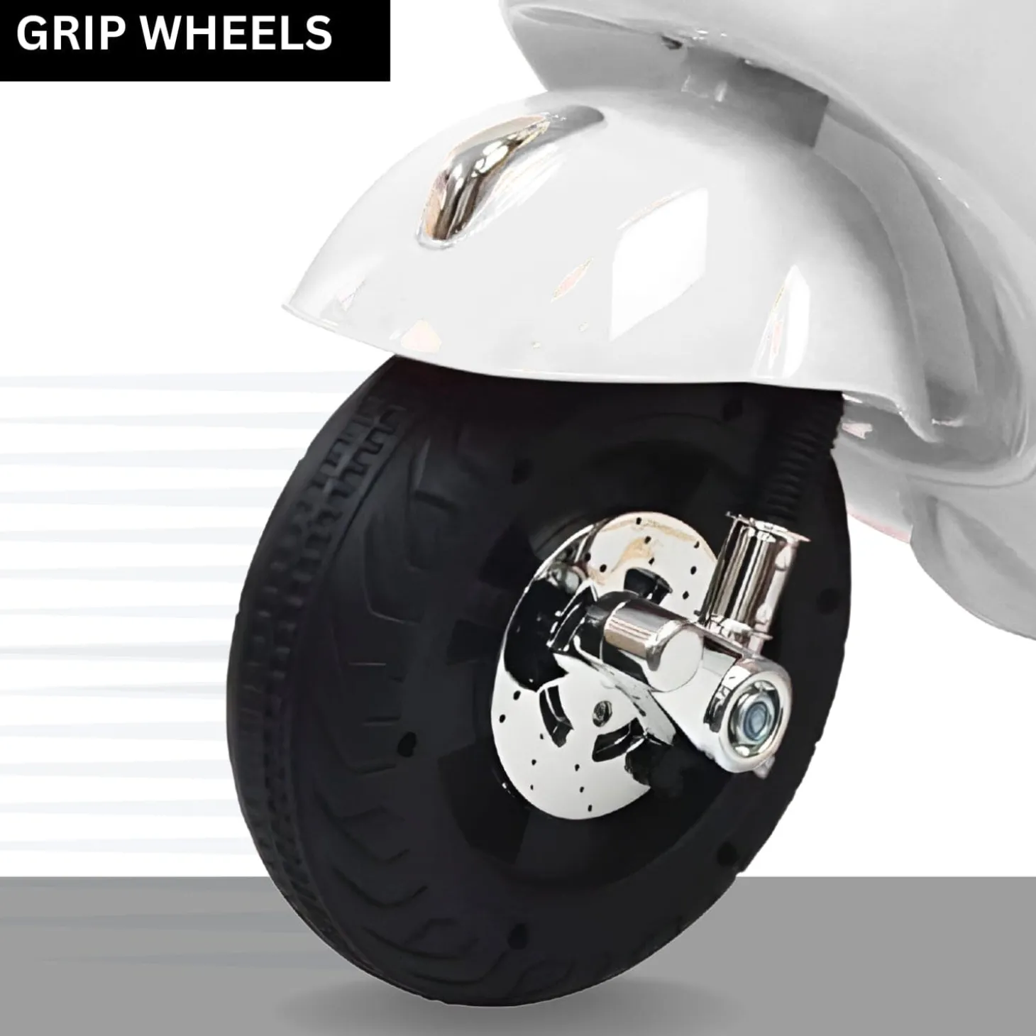 Baby Moo Vespa Rechargeable Battery Operated Bike With Music & Light With Remote - White