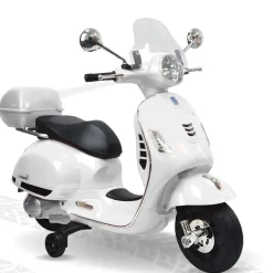 Baby Moo Vespa Rechargeable Battery Operated Bike With Music & Light With Remote - White