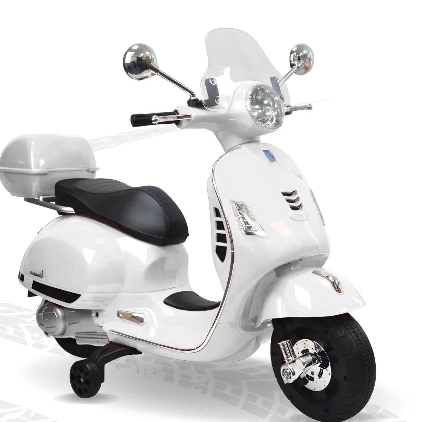 Baby Moo Vespa Rechargeable Battery Operated Bike With Music & Light With Remote - White