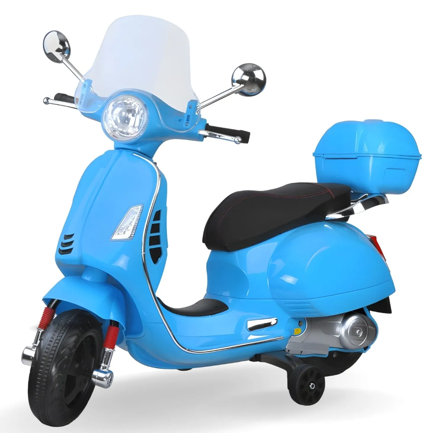 Baby Moo Vespa Rechargeable Battery Operated Bike With Music & Light With Remote - Blue