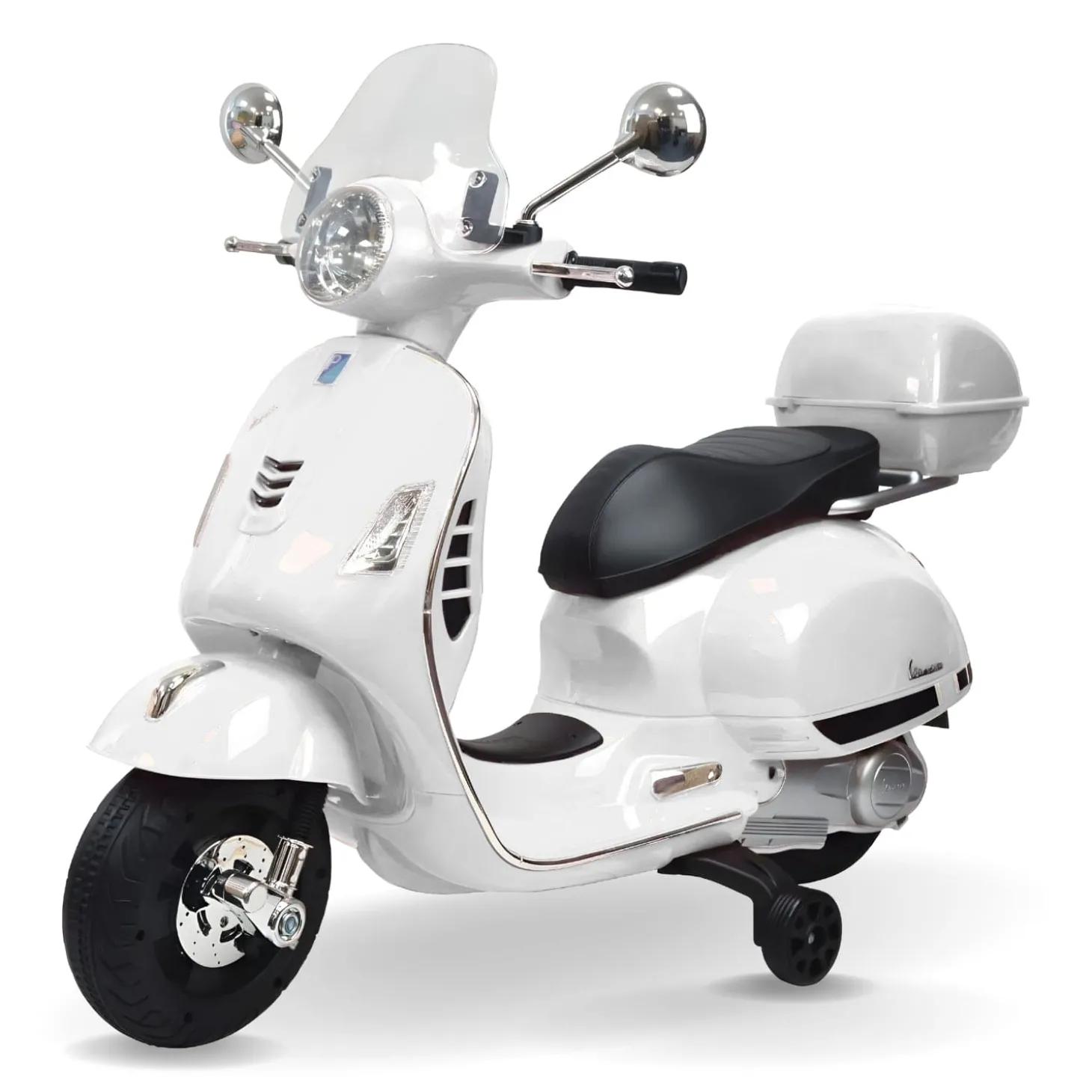 Baby Moo Vespa Rechargeable Battery Operated Bike With Music & Light With Remote - White