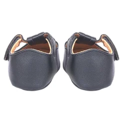 Baby Moo Vintage Vegan Leather T-Strap Anti-Skid Ballerina Pram Shoes - Black