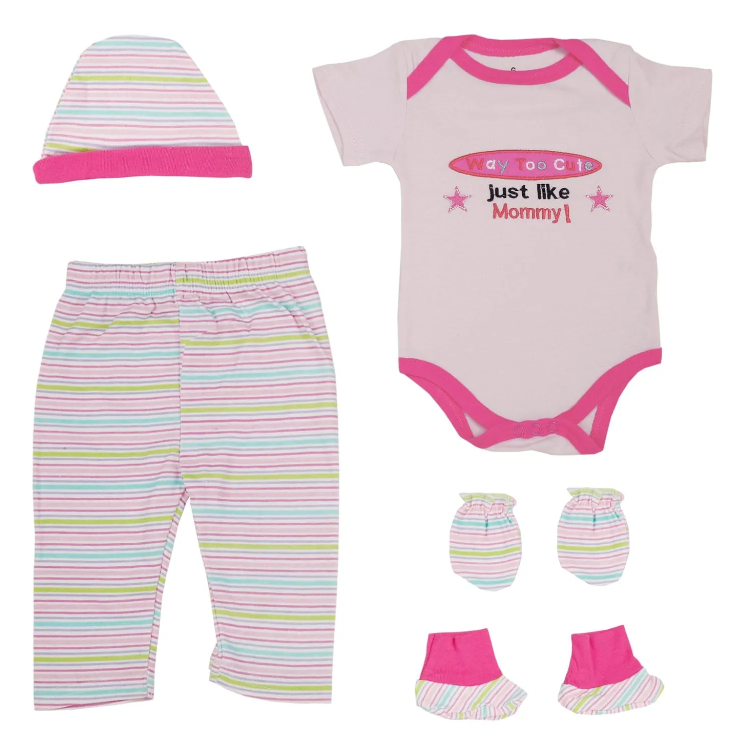 Baby Moo Way Too Cute Pink 5 Pcs Gift Set