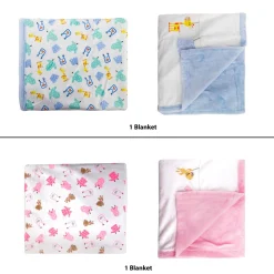 Baby Moo Welcome Baby Twins 11 Pcs Luxury Gift Hamper For Girl And Boy Pink And Blue - 0-9M Sizes Available