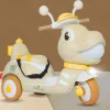 Baby Moo Whimsical Cartoon Kids Electric 3-Wheel Motorcycle Scooter Rechargeable Battery-Powered with Music & Lights Toddler Ride-On Bike Toy for Imaginative Adventures - Off White