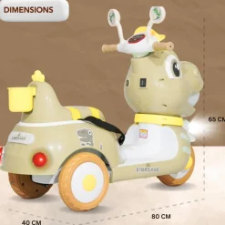 Baby Moo Whimsical Cartoon Kids Electric 3-Wheel Motorcycle Scooter Rechargeable Battery-Powered with Music & Lights Toddler Ride-On Bike Toy for Imaginative Adventures - Off White