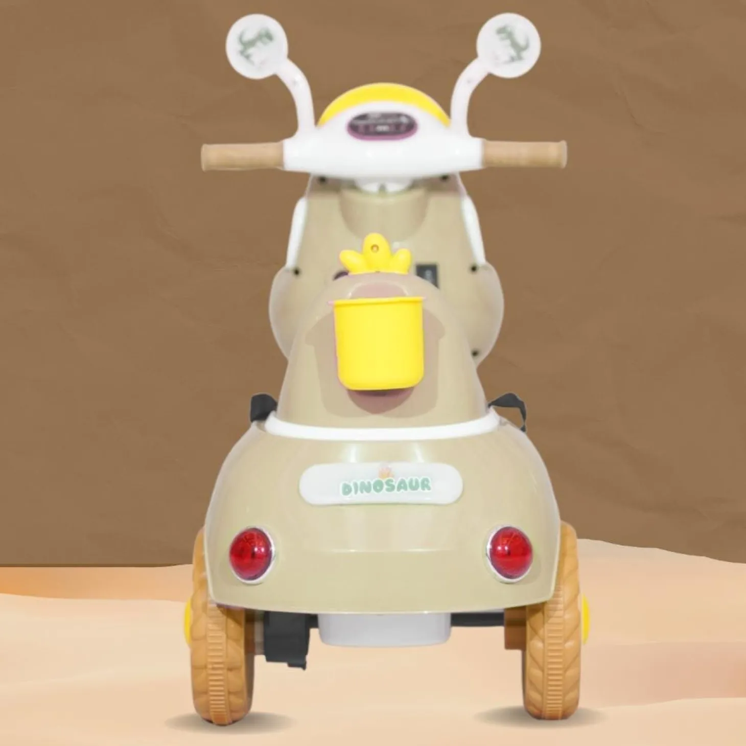 Baby Moo Whimsical Cartoon Kids Electric 3-Wheel Motorcycle Scooter Rechargeable Battery-Powered with Music & Lights Toddler Ride-On Bike Toy for Imaginative Adventures - Off White