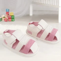 Baby Moo White And Pink Velcro Booties