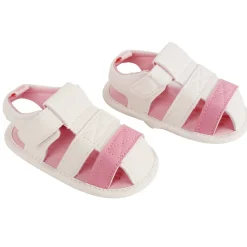 Baby Moo White And Pink Velcro Booties