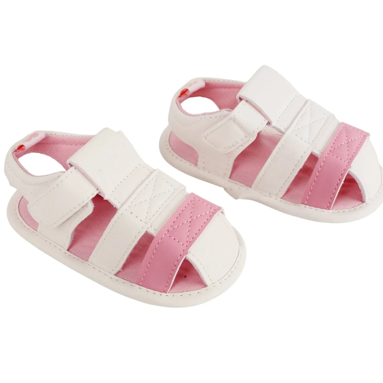 Baby Moo White And Pink Velcro Booties