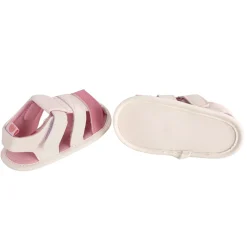 Baby Moo White And Pink Velcro Booties