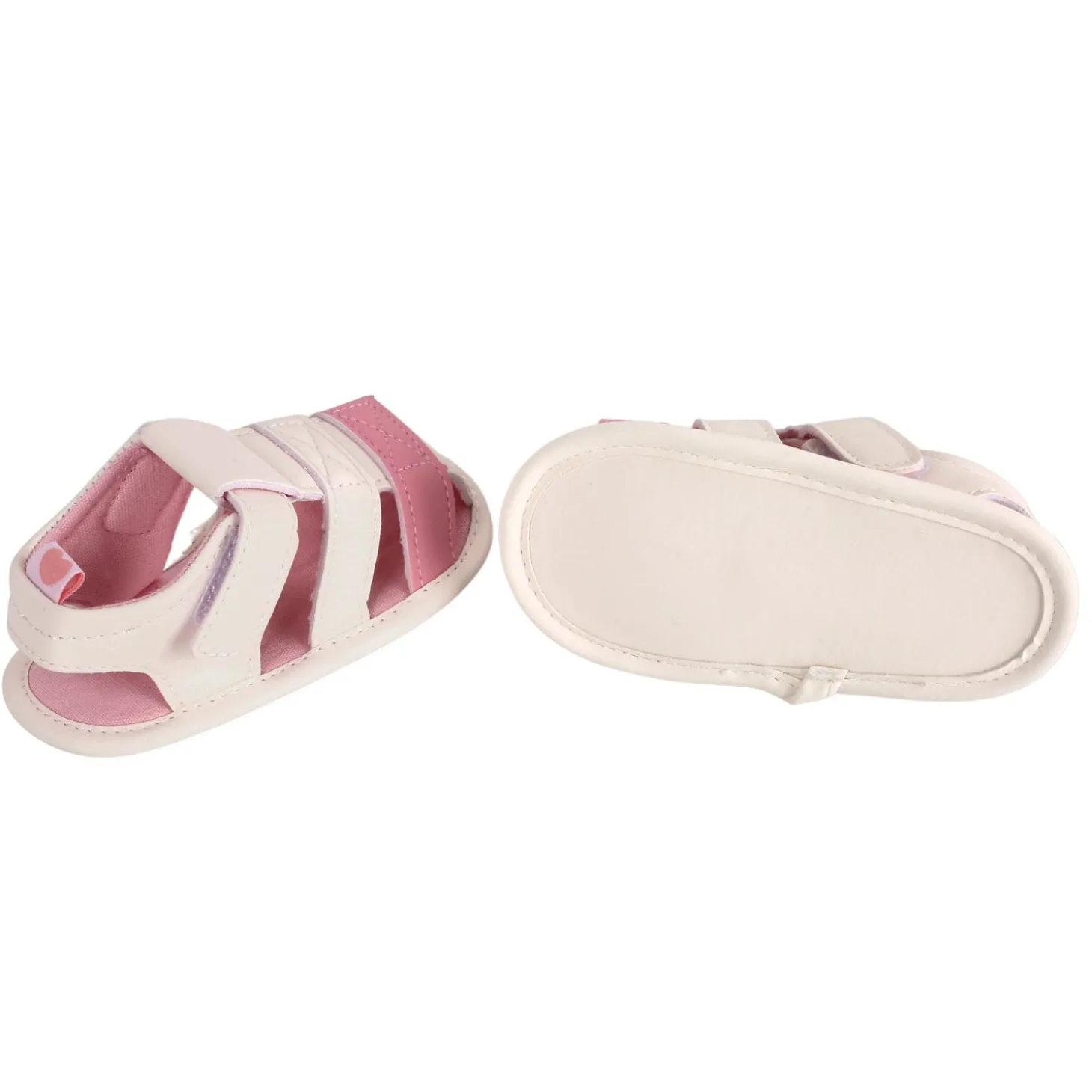 Baby Moo White And Pink Velcro Booties
