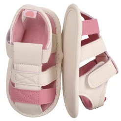 Baby Moo White And Pink Velcro Booties